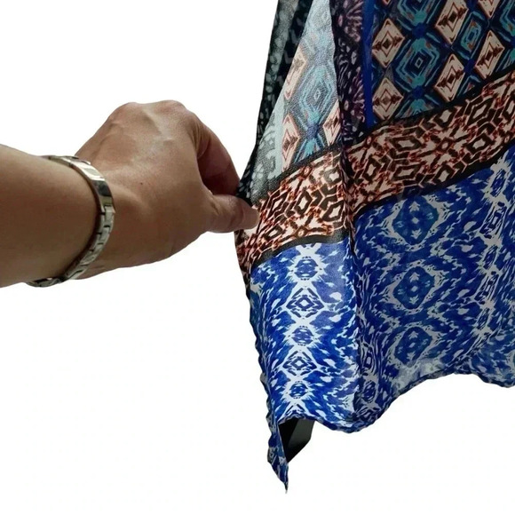 Chico’s Peasant Maxi Dress Blue Mixed Print Women Size 1 (M) - Picture 7 of 10